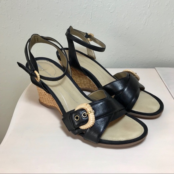Rockport Woven Wedge Heel Sandal Black Size 10 - Picture 3 of 8
